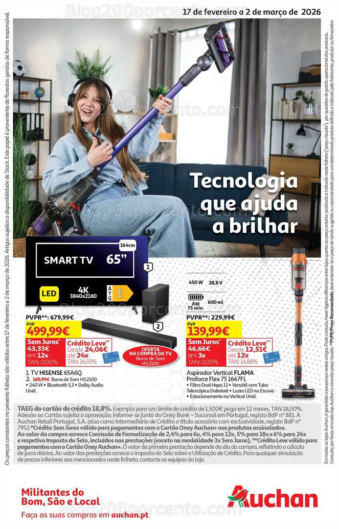 Antevisão Folheto AUCHAN Tecnologia Promoções de 17 fevereiro a 2 março