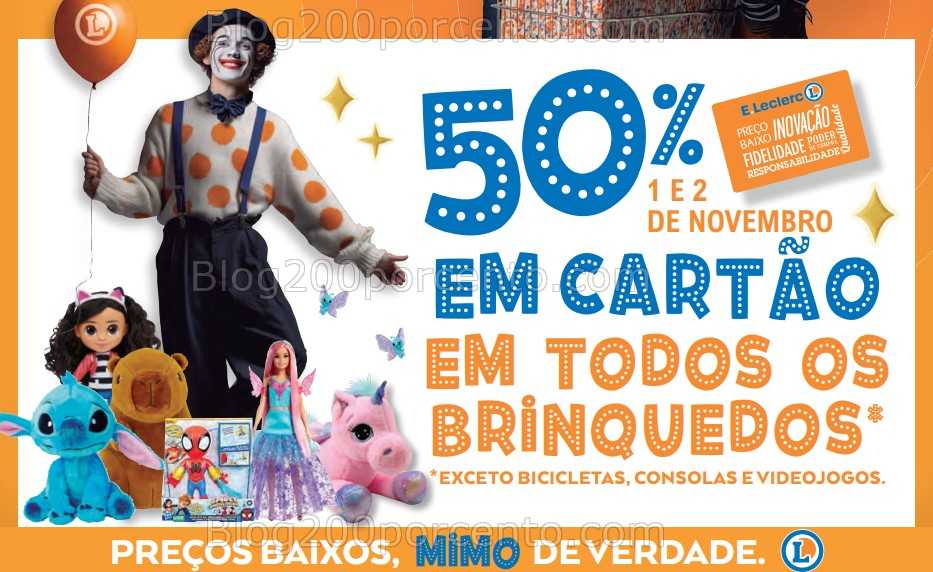 Alerta - 50% de desconto E-LECLERC Todos os Brinquedos - 1 e 2 novembro