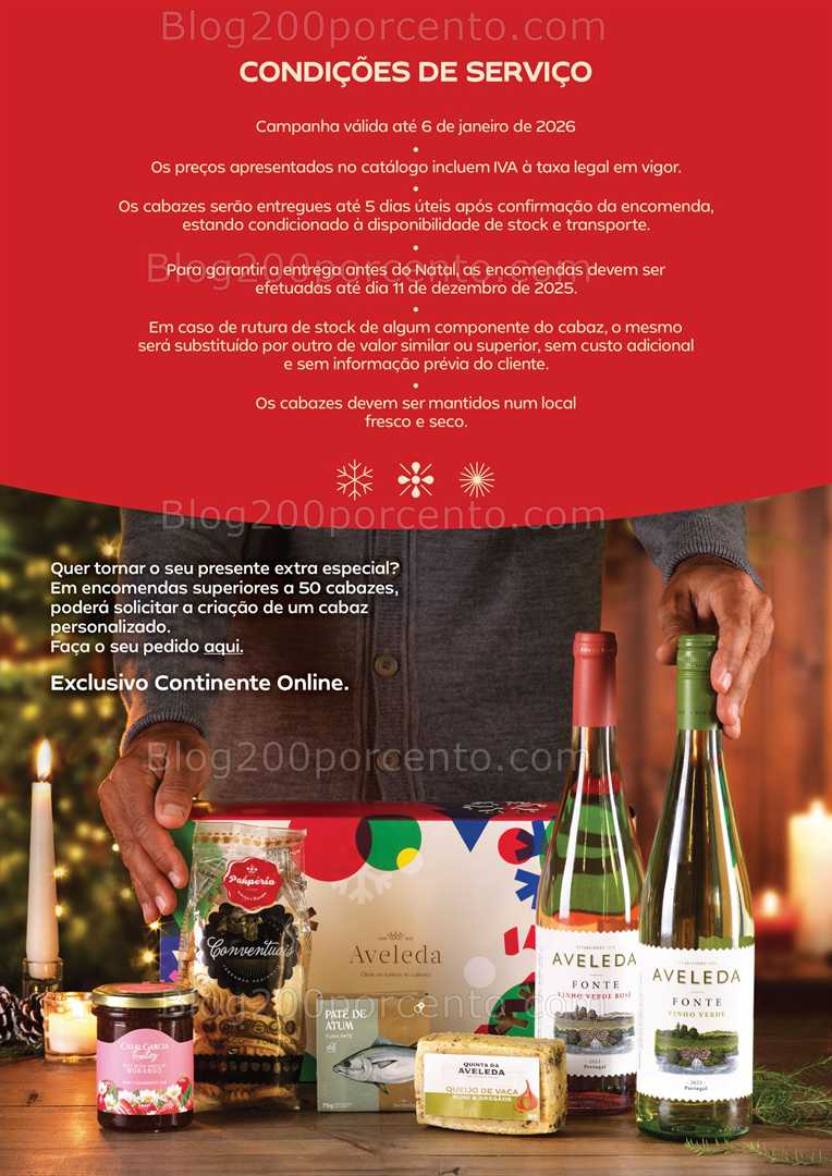 Antevisão Folheto CONTINENTE Cabazes de Natal Promoções de 6 outubro a 6 janeiro