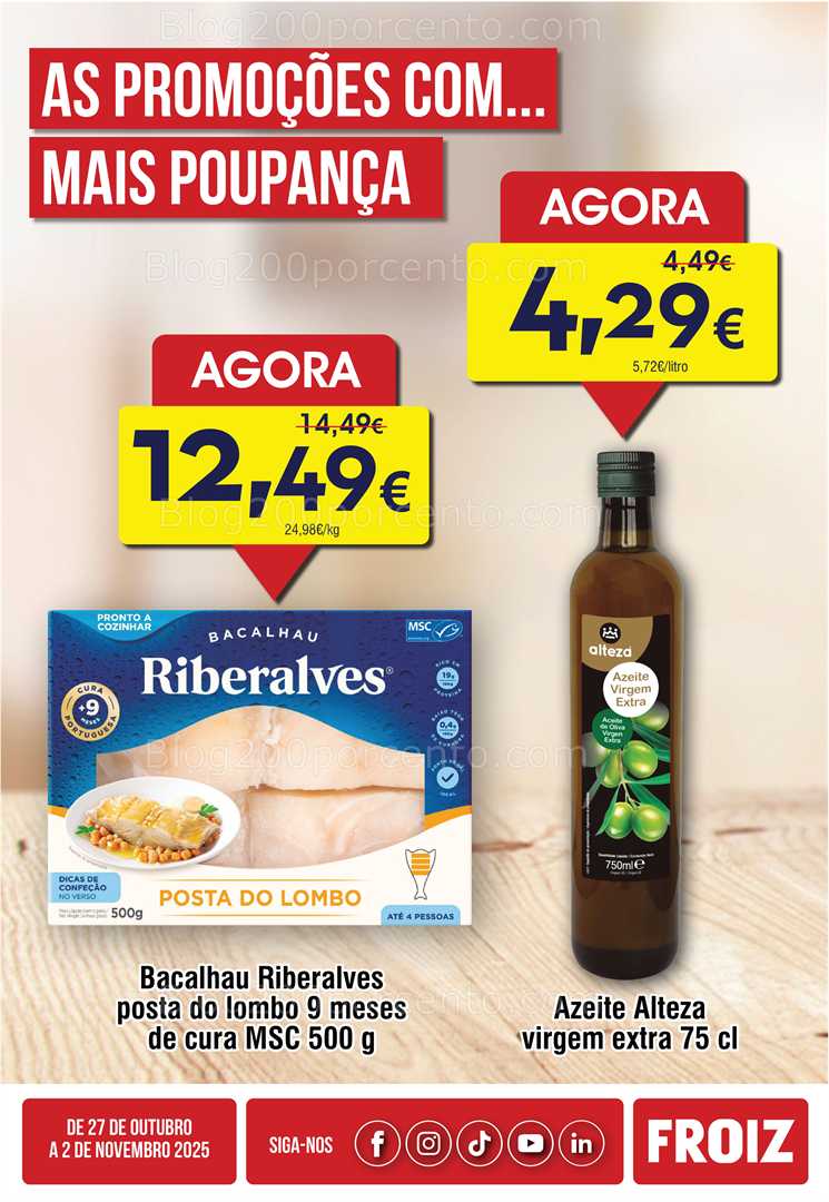 Antevisão Folheto FROIZ Promoções de 27 outubro a 2 novembro
