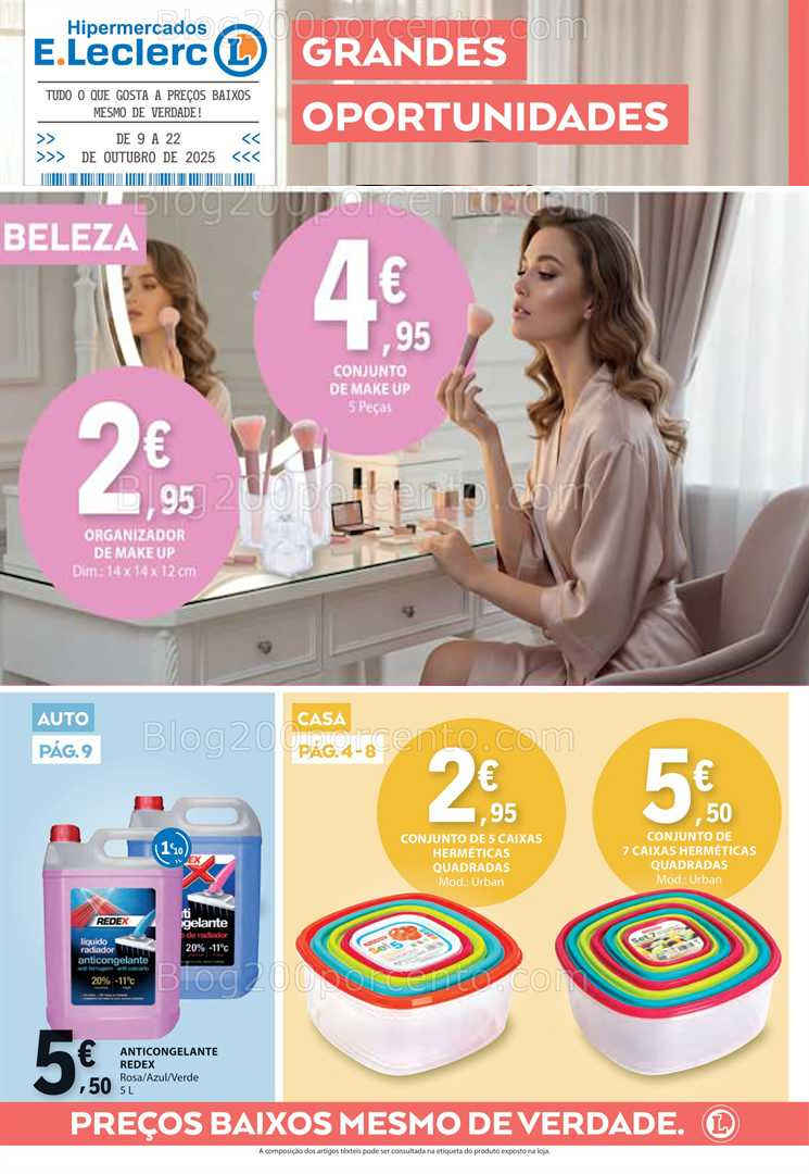 Antevisão Folheto E-LECLERC Beleza e Bazar Promoções de 9 a 22 outubro