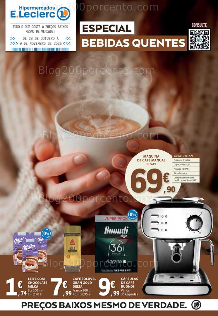 Antevisão Folheto E-LECLERC Especial Bebidas Quentes Promoções de 28 outubro a 9 novembro