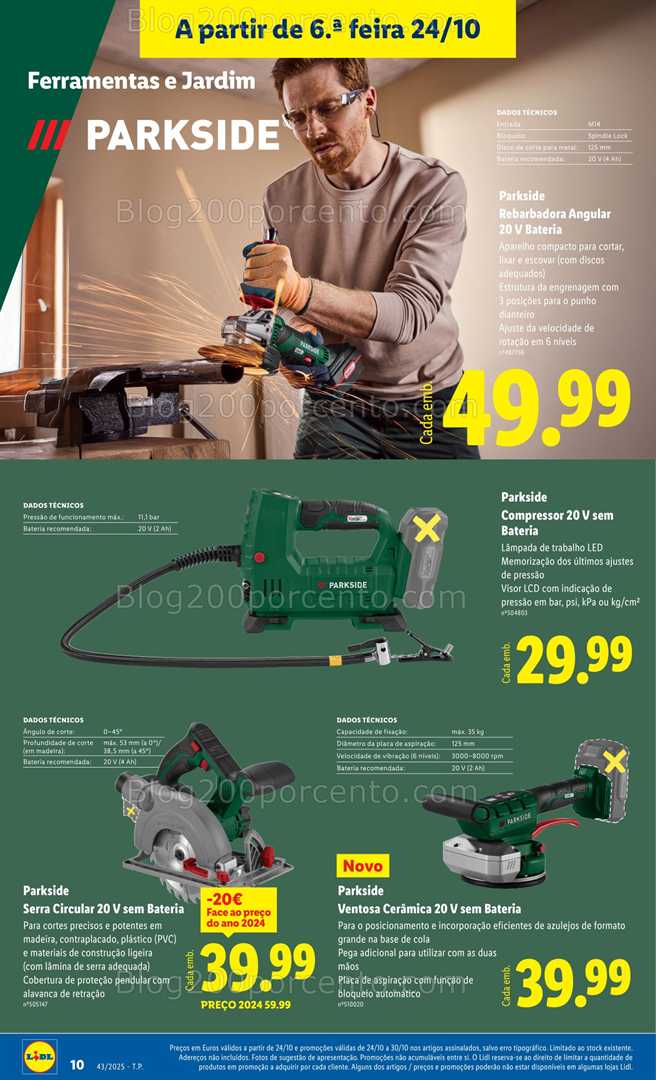 Antevisão Folheto LIDL Parkside Promoções de 24 a 30 outubro