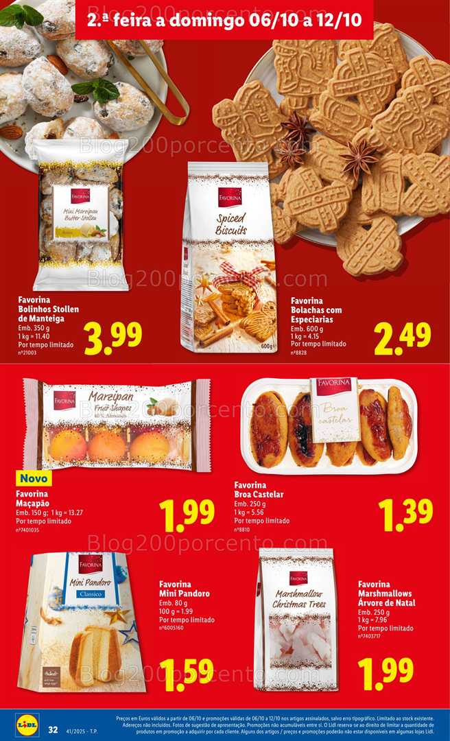 Antevisão Folheto LIDL Natal Favorina Promoções de 6 a 12 outubro