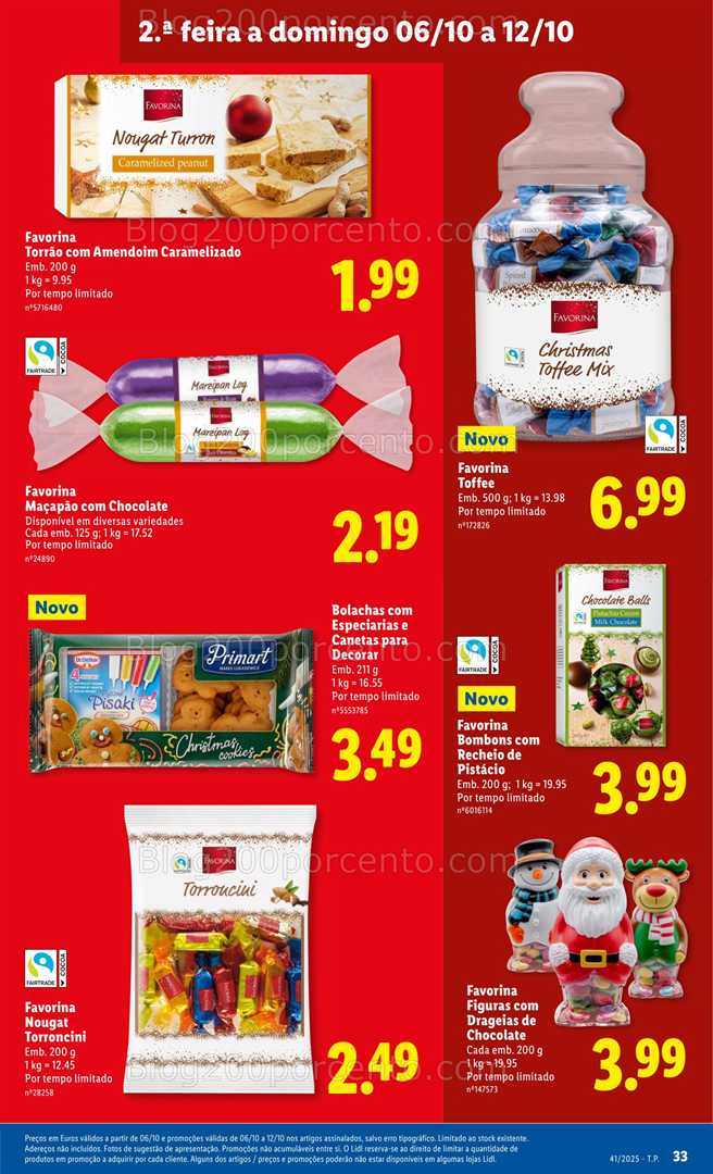 Antevisão Folheto LIDL Natal Favorina Promoções de 6 a 12 outubro