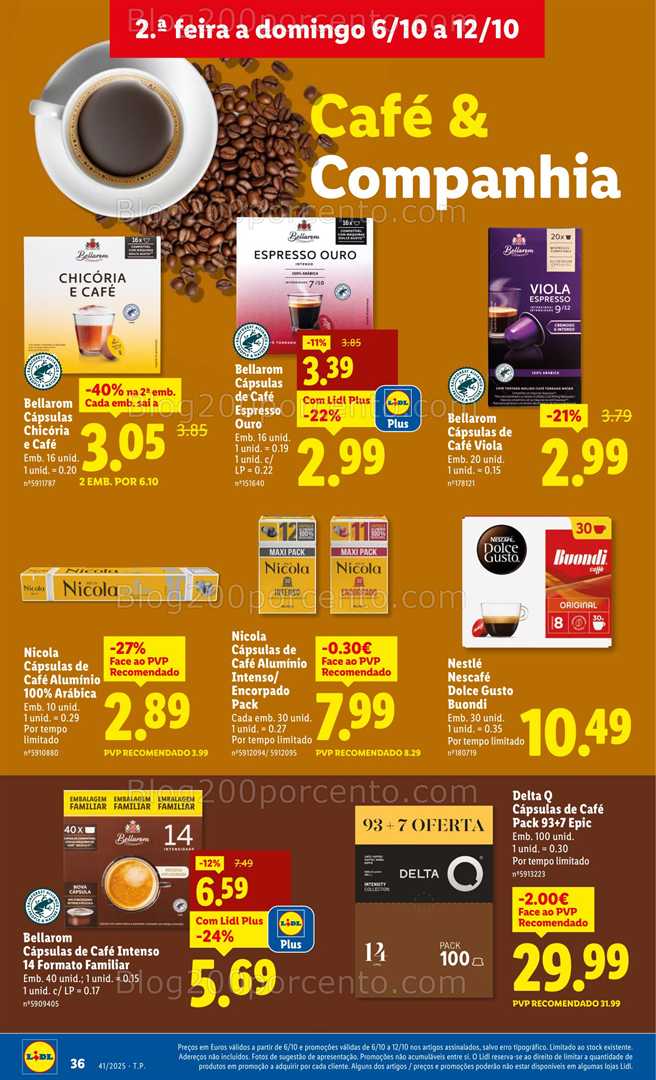 Antevisão Folheto LIDL Especial Cafés Promoções de 6 a 12 outubro