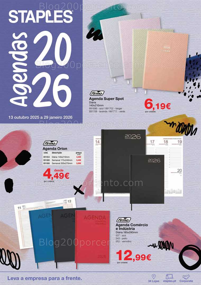 Antevisão Folheto STAPLES Agendas Promoções de 13 outubro a 29 janeiro