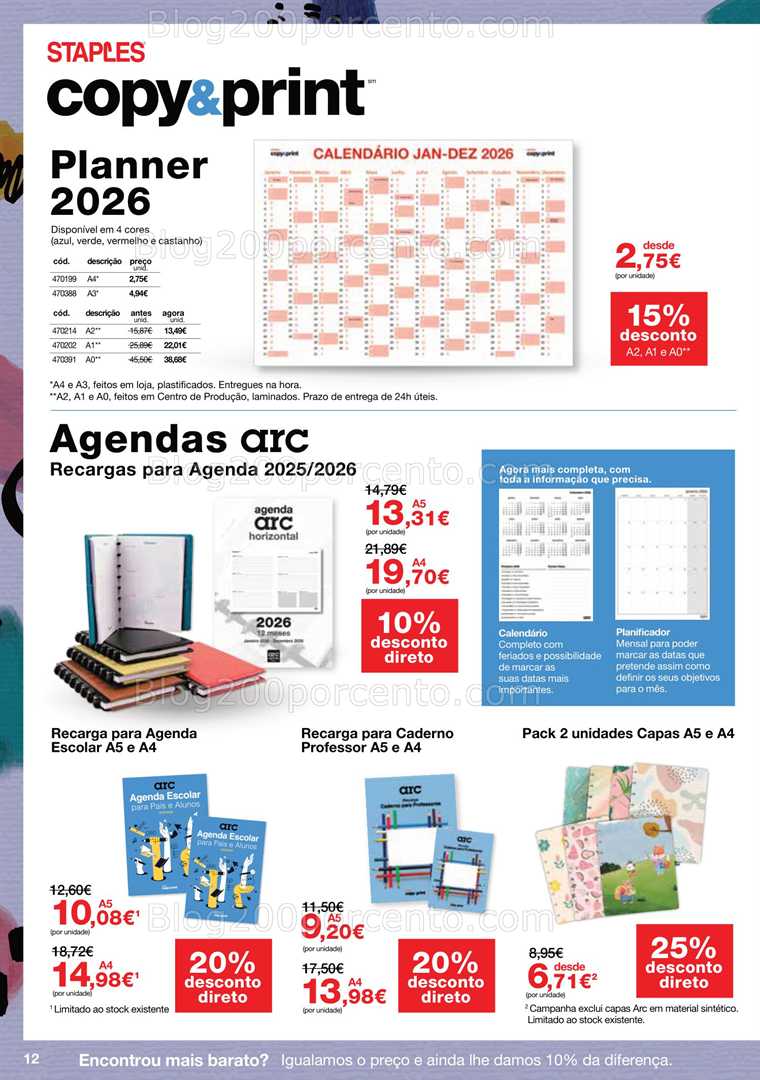 Antevisão Folheto STAPLES Agendas Promoções de 13 outubro a 29 janeiro