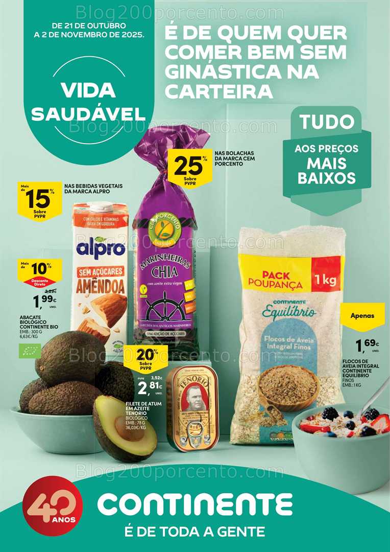 Antevisão Folheto CONTINENTE Vida Saudável Promoções de 21 outubro a 2 novembro