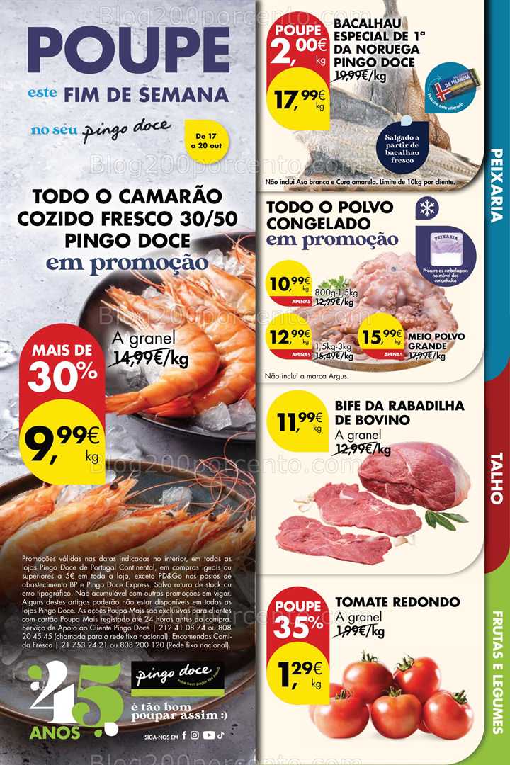 Antevisão Folheto PINGO DOCE Promoções Fim de Semana - 17 a 20 outubro