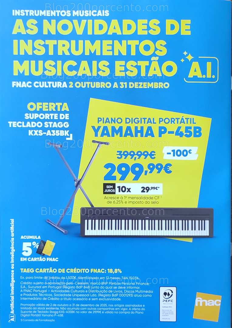 Antevisão Folheto FNAC Especial Instrumentos Musicais Promoções até 31 dezembro