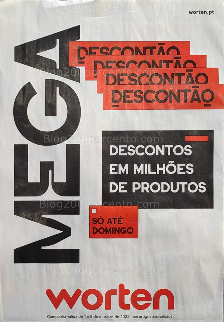 Antevisão Folheto WORTEN Mega Descontão Promoções de 1 a 5 outubro