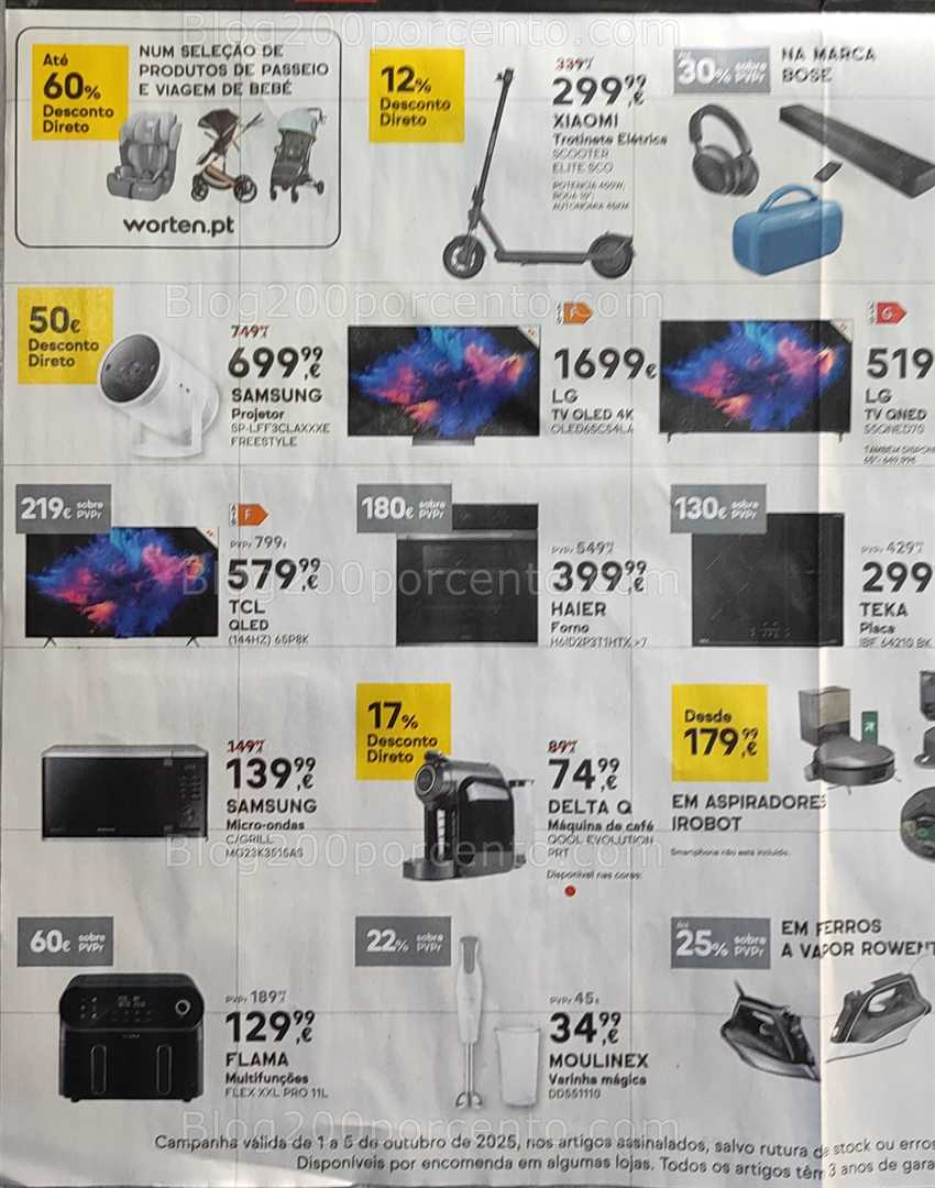Antevisão Folheto WORTEN Mega Descontão Promoções de 1 a 5 outubro