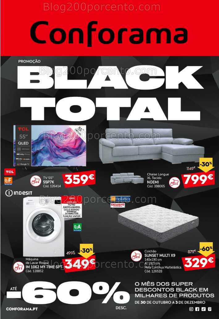 Antevisão Folheto CONFORAMA Black Friday Total Promoções - 30 outubro a 3 novembro