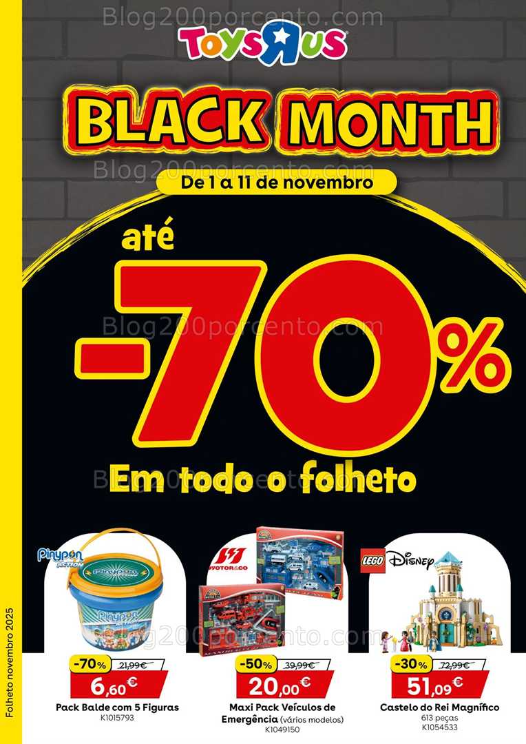 Antevisão Folheto TOYSRUS Black Month promoções de 1 a 11 novembro