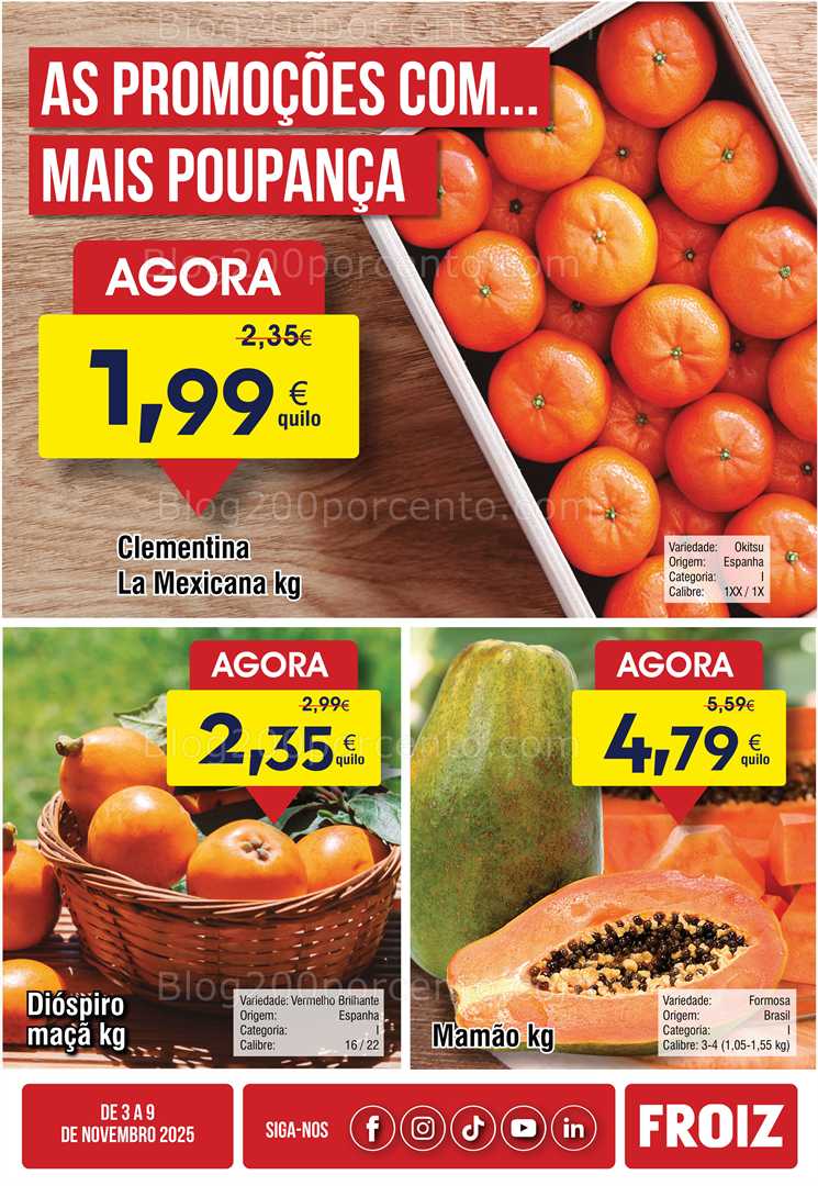 Antevisão Folheto FROIZ Promoções de 3 a 9 novembro