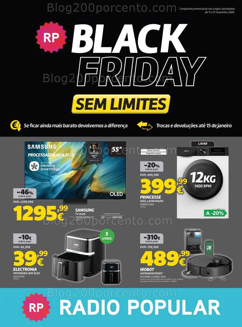 Antevisão Folheto RADIO POPULAR Black Friday Promoções de 11 a 17 novembro