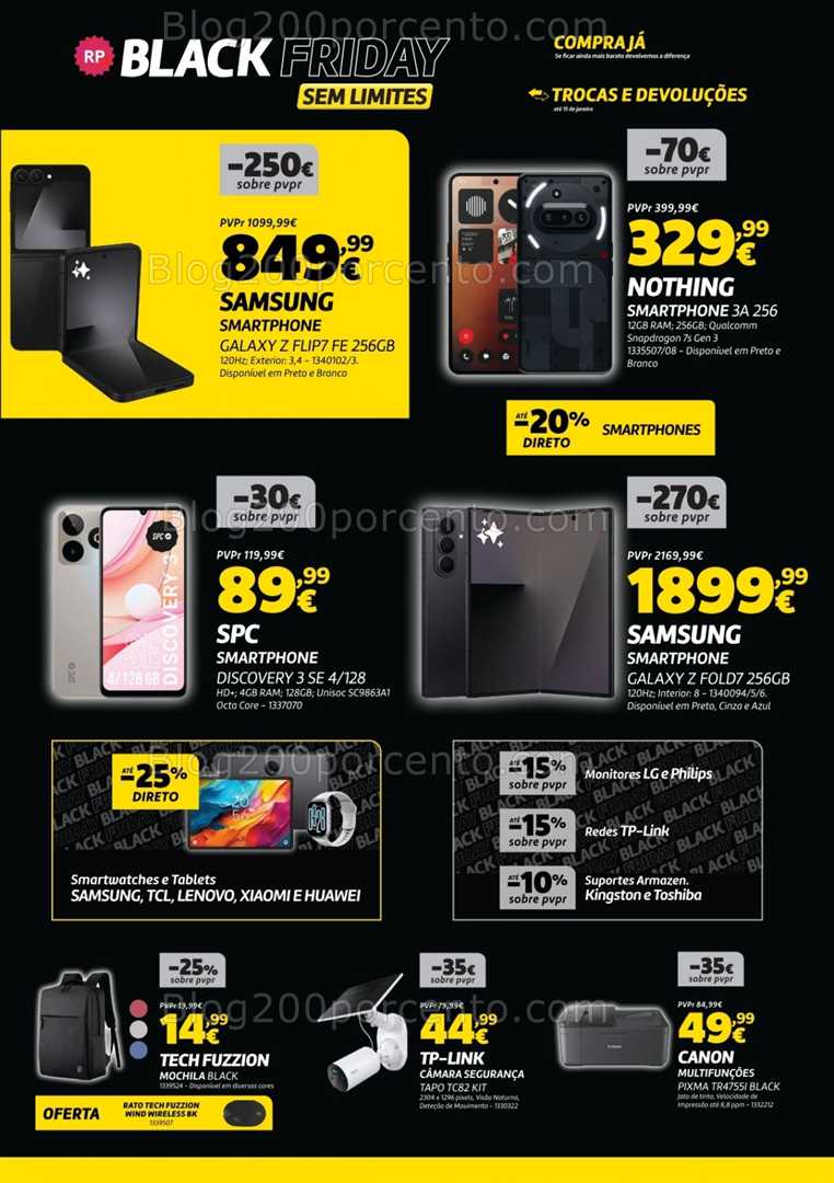 Antevisão Folheto RADIO POPULAR Black Friday Promoções de 8 a 10 novembro