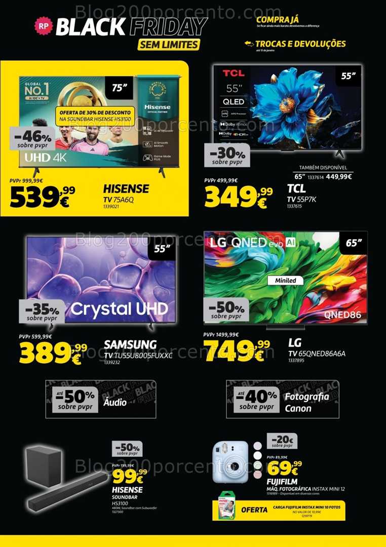 Antevisão Folheto RADIO POPULAR Black Friday Promoções de 8 a 10 novembro