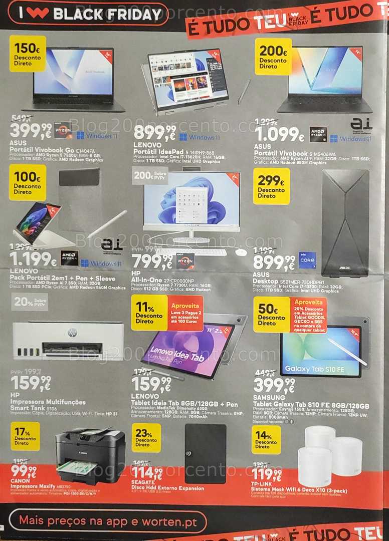 Antevisão Folheto WORTEN Black Friday Promoções de 11 a 17 novembro