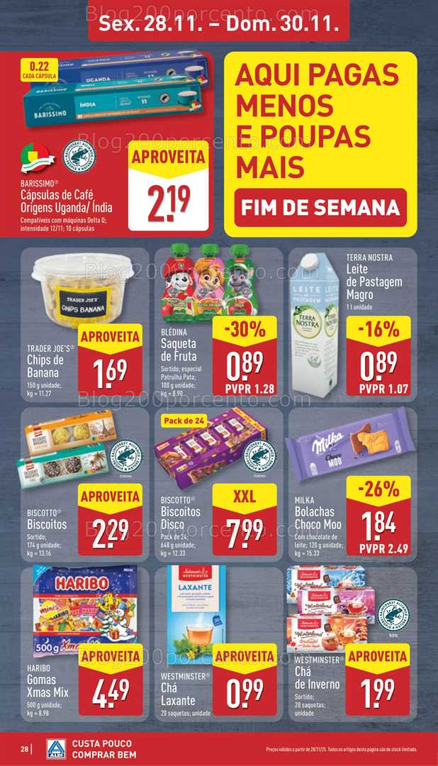 Antevisão Folheto ALDI Saldos Abertura Promoções de 28 a 30 novembro