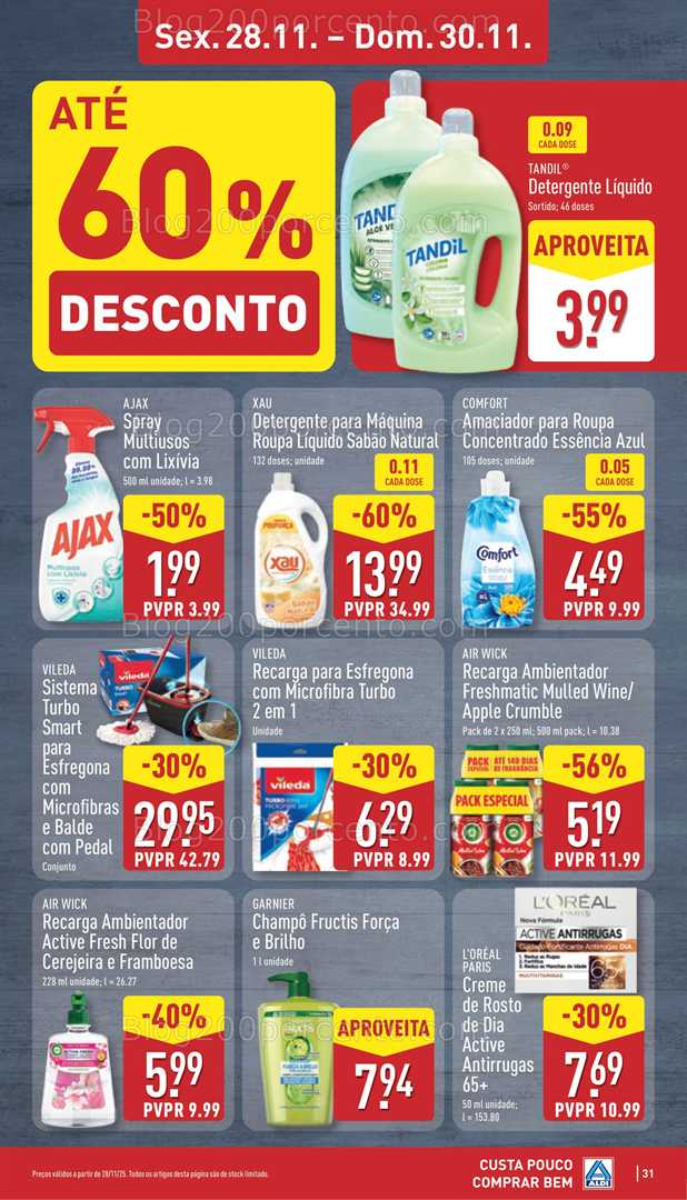 Antevisão Folheto ALDI Saldos Abertura Promoções de 28 a 30 novembro
