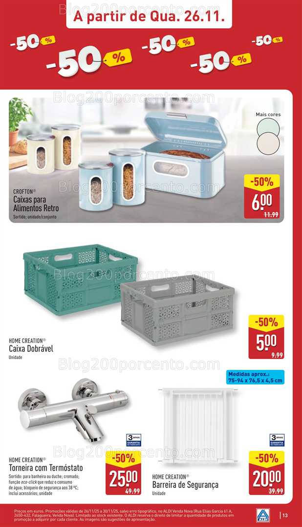 Antevisão Folheto ALDI Saldos Abertura Promoções de 26 a 31 novembro