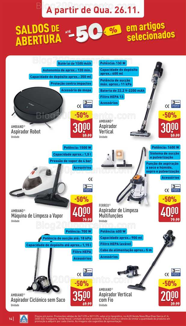 Antevisão Folheto ALDI Saldos Abertura Promoções de 26 a 31 novembro