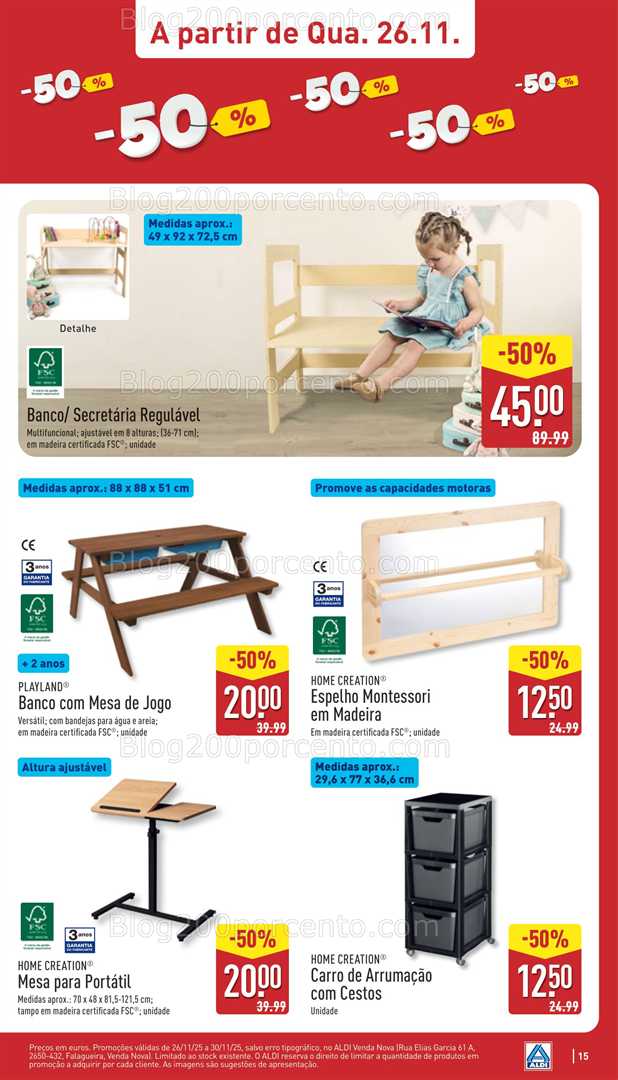 Antevisão Folheto ALDI Saldos Abertura Promoções de 26 a 31 novembro