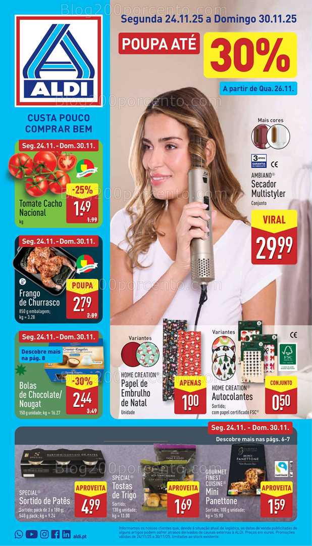 Antevisão Folheto ALDI Promoções de 24 a 30 novembro