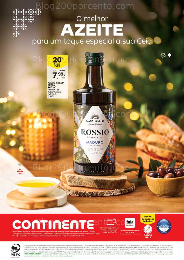 Antevisão Folheto CONTINENTE Ceia de Natal Promoções de 18 novembro a 24 dezembro