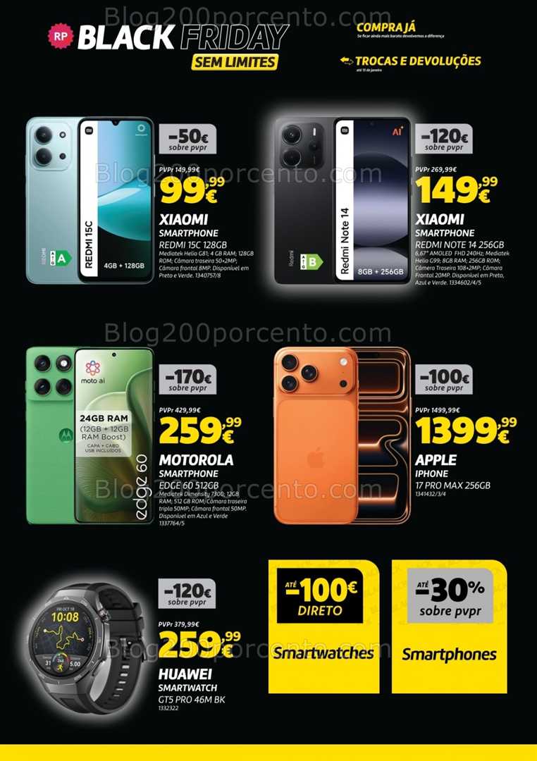 Antevisão Folheto RADIO POPULAR Black Friday Promoções Fim de Semana - 21 a 24 novembro