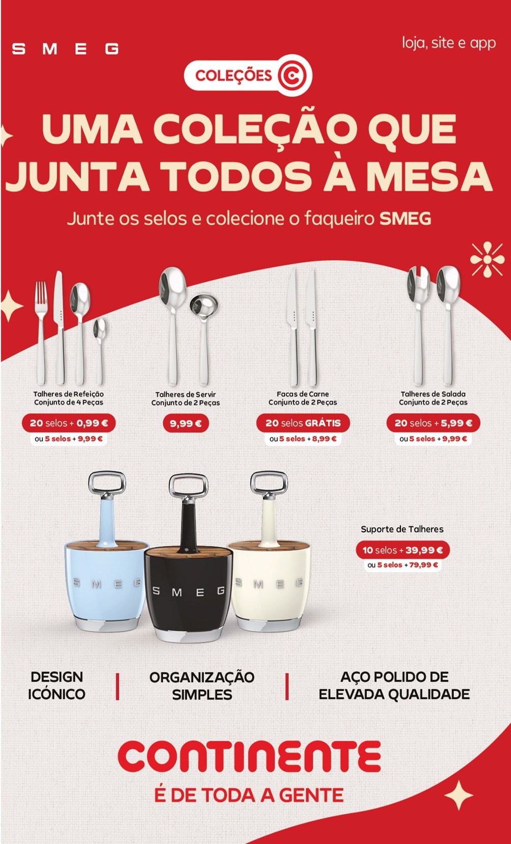 Antevisão Nova Coleção selos CONTINENTE - SMEG para juntar de 17 novembro a 22 fevereiro