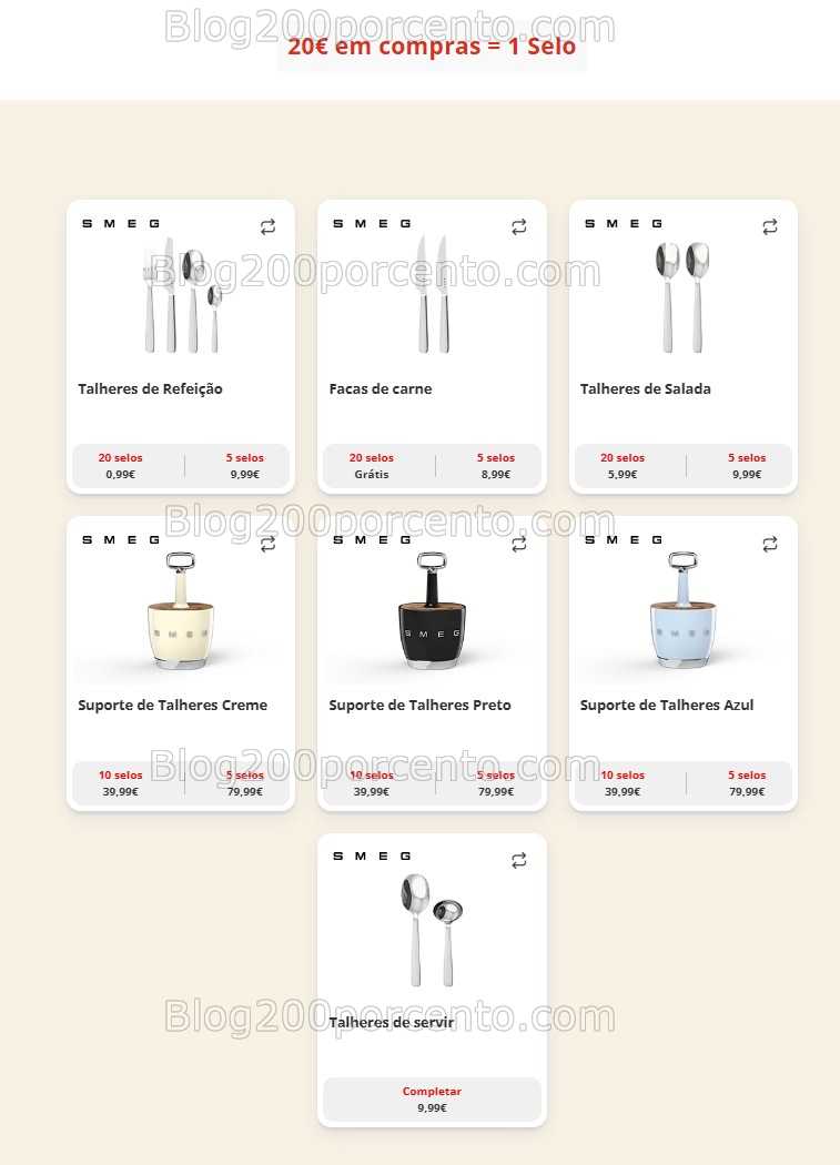 Antevisão Nova Coleção selos CONTINENTE - SMEG para juntar de 17 novembro a 22 fevereiro