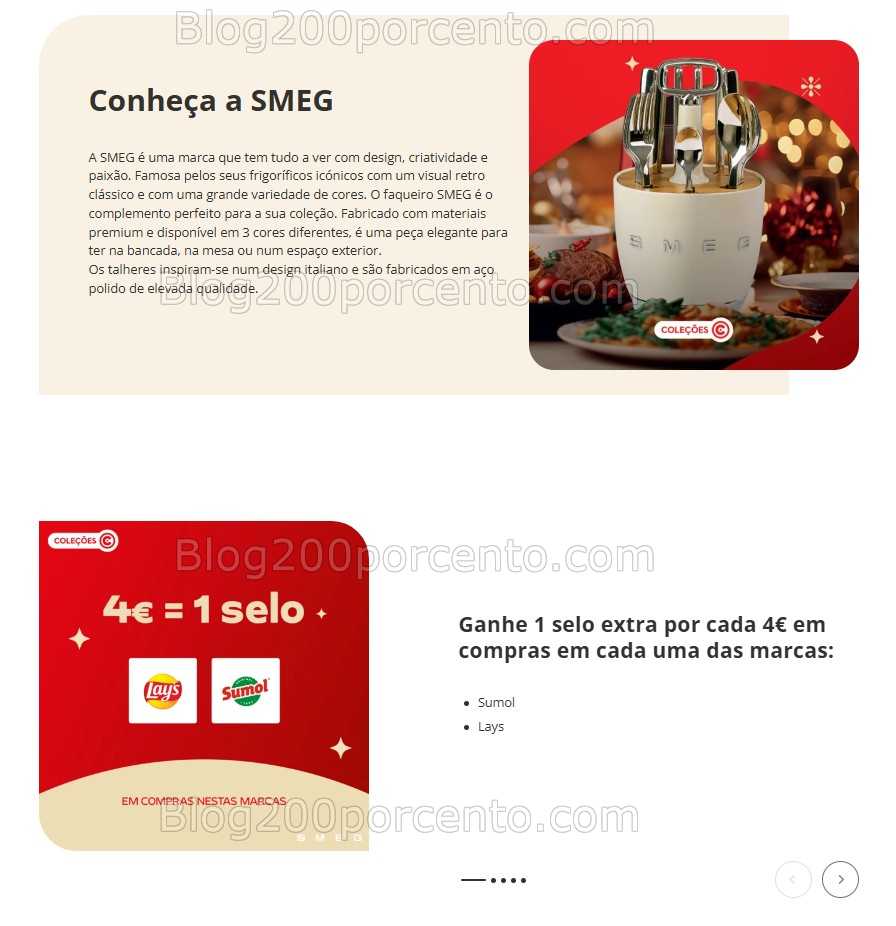 Antevisão Nova Coleção selos CONTINENTE - SMEG para juntar de 17 novembro a 22 fevereiro