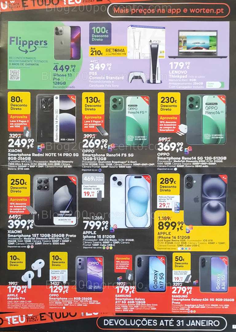 Antevisão Folheto WORTEN Black Friday Promoções de 25 novembro a 1 dezembro