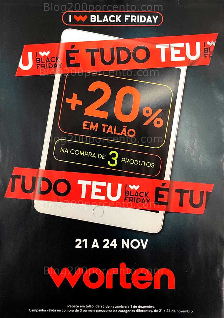 Antevisão Folheto WORTEN Black Friday Promoções Fim de Semana - 21 a 24 novembro