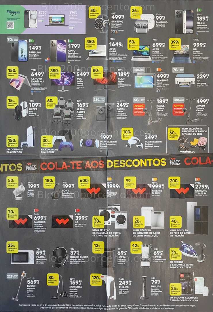 Antevisão Folheto WORTEN Black Friday Promoções Fim de Semana - 21 a 24 novembro