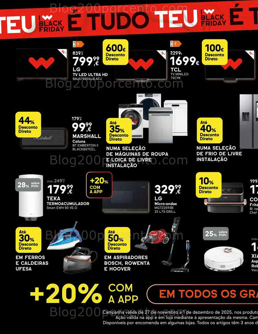 Antevisão Folheto WORTEN Black Friday Promoções de 27 novembro a 1 dezembro