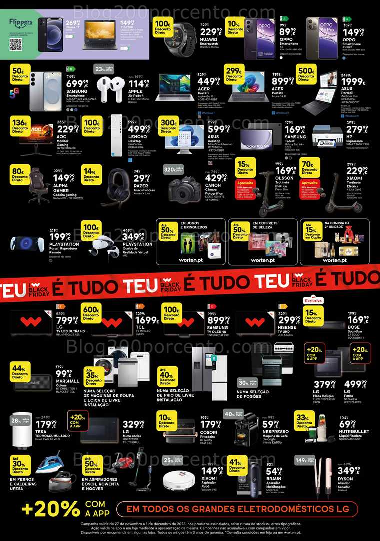 Antevisão Folheto WORTEN Black Friday Promoções de 27 novembro a 1 dezembro