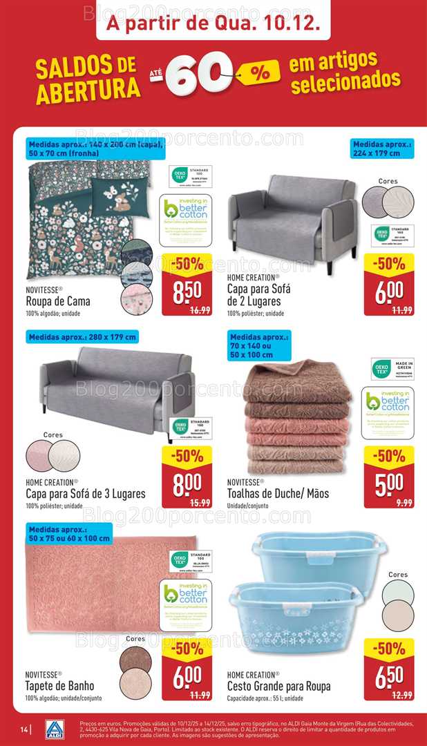 Antevisão Folheto ALDI Gaia Monte da Virgem Saldos Abertura - 10 a 14 dezembro