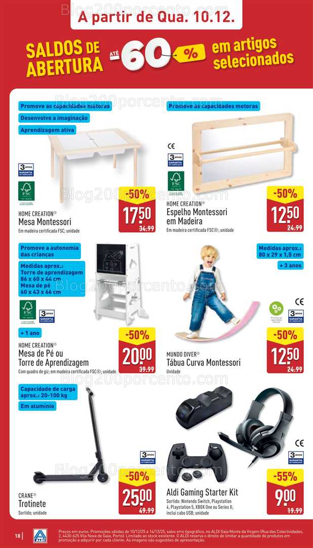 Antevisão Folheto ALDI Gaia Monte da Virgem Saldos Abertura - 10 a 14 dezembro