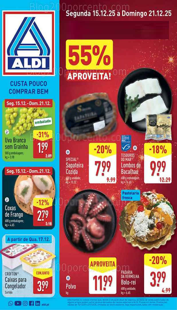 Antevisão Folheto ALDI Promoções de 15 a 21 dezembro