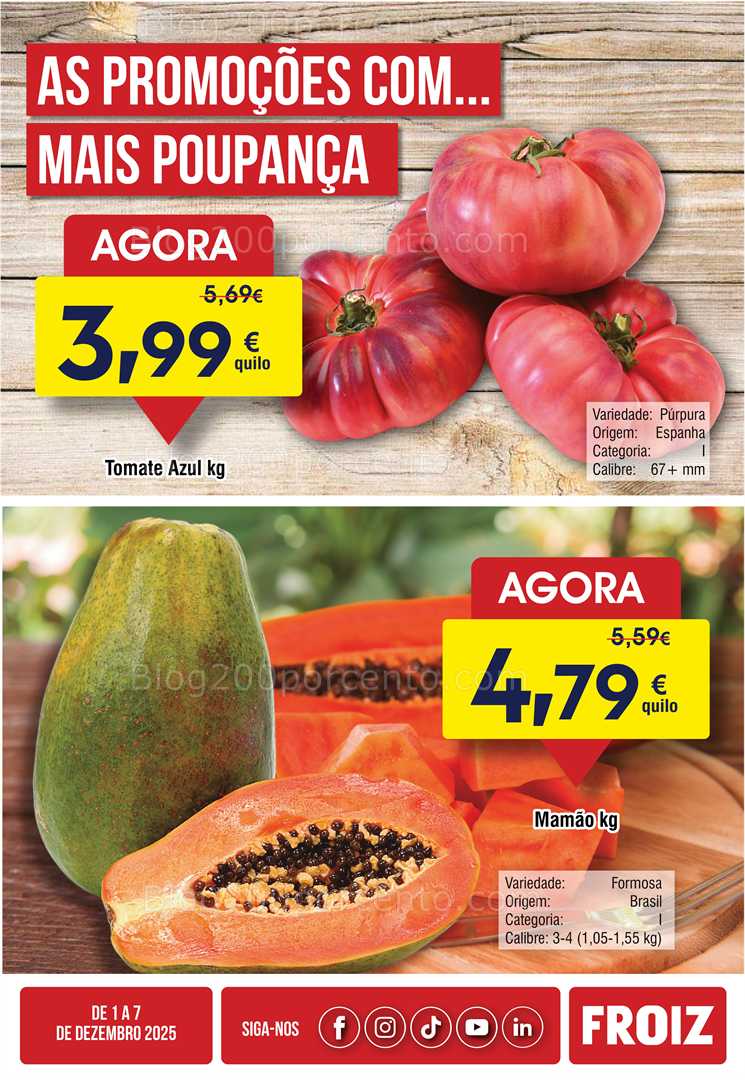 Antevisão Folheto FROIZ Promoções de 1 a 7 dezembro