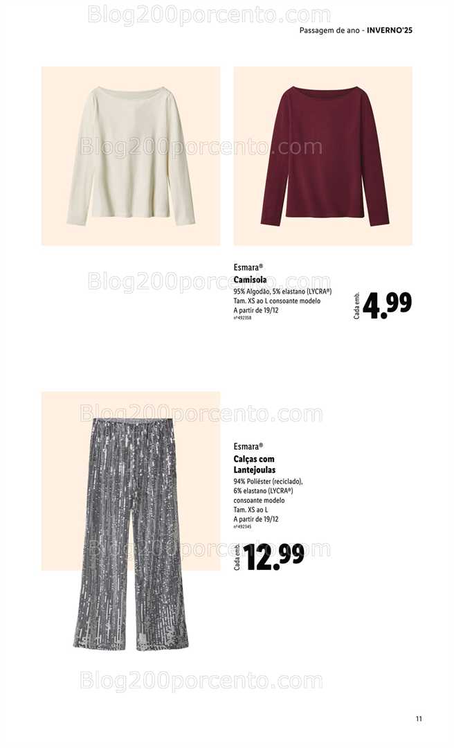 Antevisão Folheto LIDL Moda Esmara Inverno Promoções de 28 novembro a 3 fevereiro