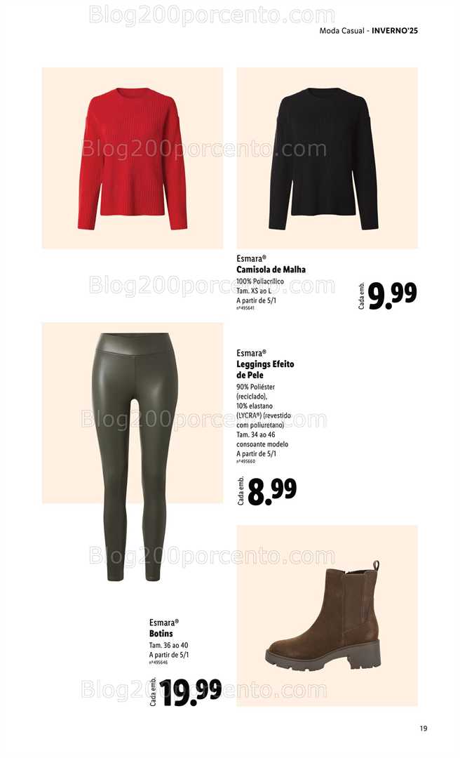 Antevisão Folheto LIDL Moda Esmara Inverno Promoções de 28 novembro a 3 fevereiro