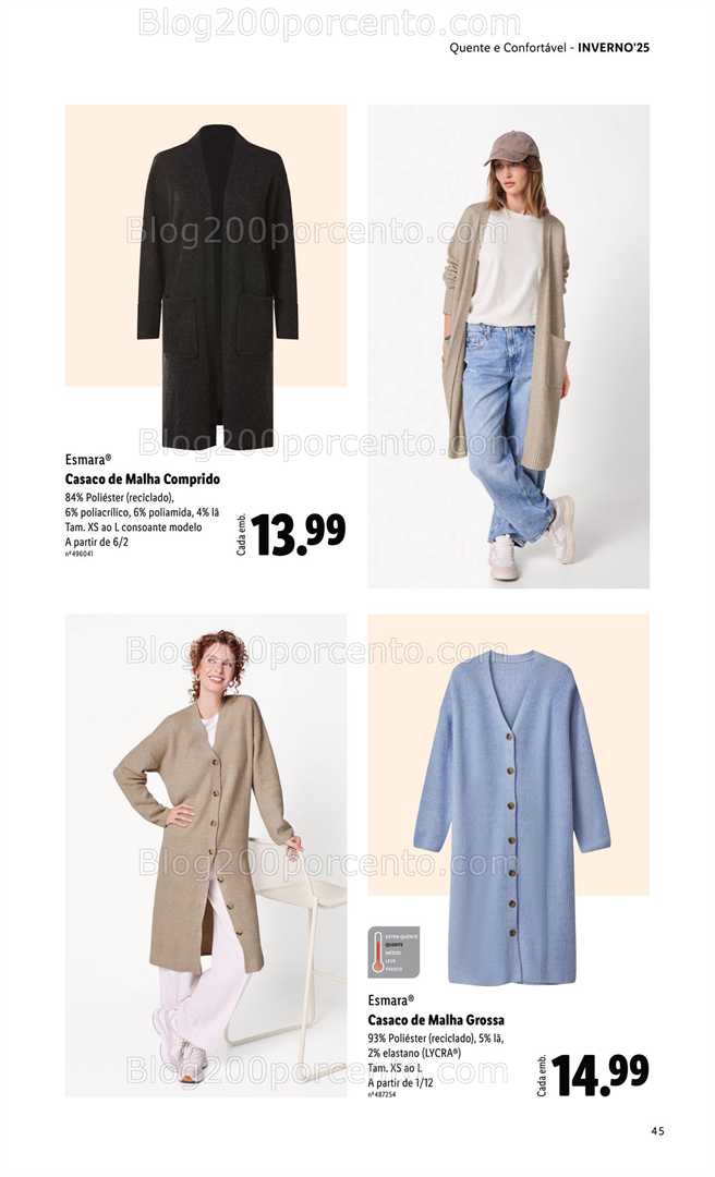 Antevisão Folheto LIDL Moda Esmara Inverno Promoções de 28 novembro a 3 fevereiro