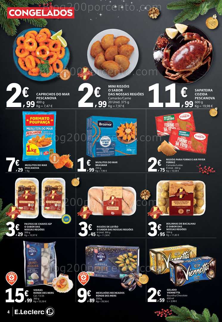 Antevisão Folheto E-LECLERC Natal Alimentar Promoções de 9 a 24 dezembro