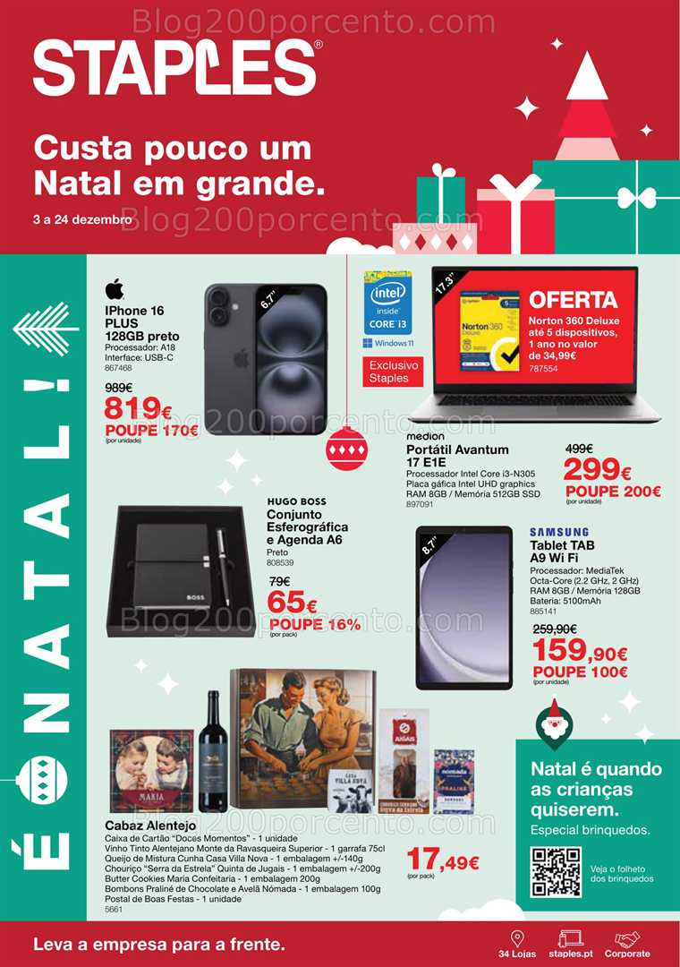 Antevisão Folheto STAPLES Promoções de 3 a 24 dezembro