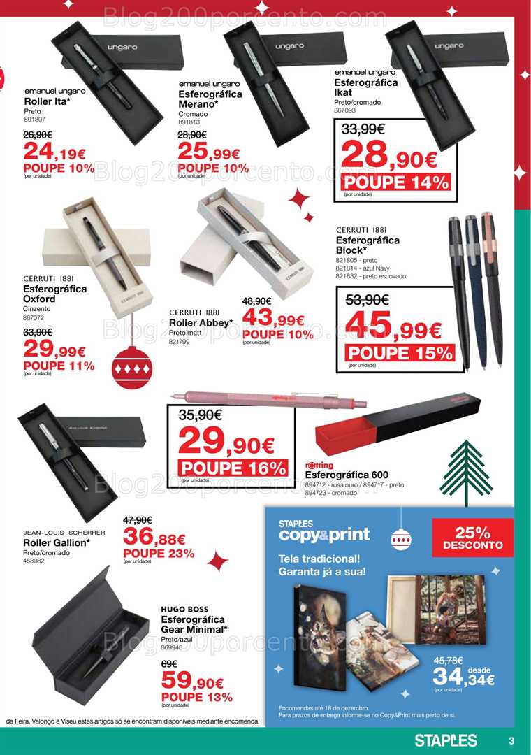 Antevisão Folheto STAPLES Promoções de 3 a 24 dezembro